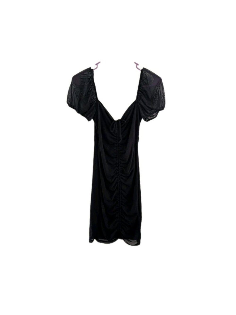Dark Romance Blue Blush Ruched Strapless Mesh Mini Dress Y2K Clubwear Goth Glam